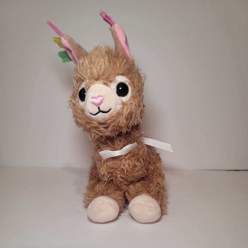 Frankford Candy 8" Baby Llama Alpaca Colorful Ears Shaggy Stuffed Animal Plush